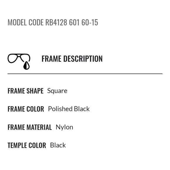 Brand New Ray Ban Sunglasses RB 4128 black for Men and Women